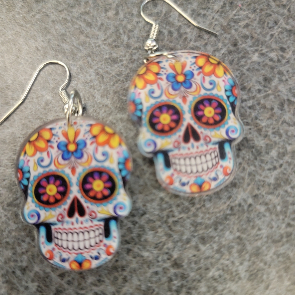 Colorful Sugar Skull Earrings